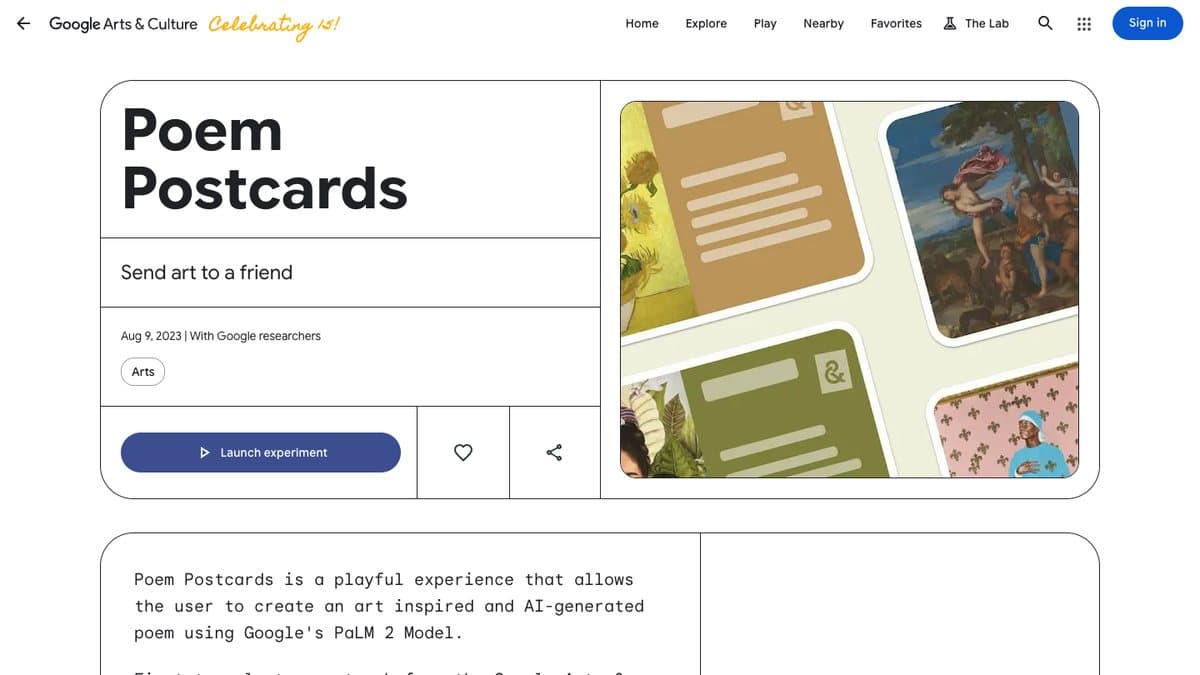Poem Postcards website
