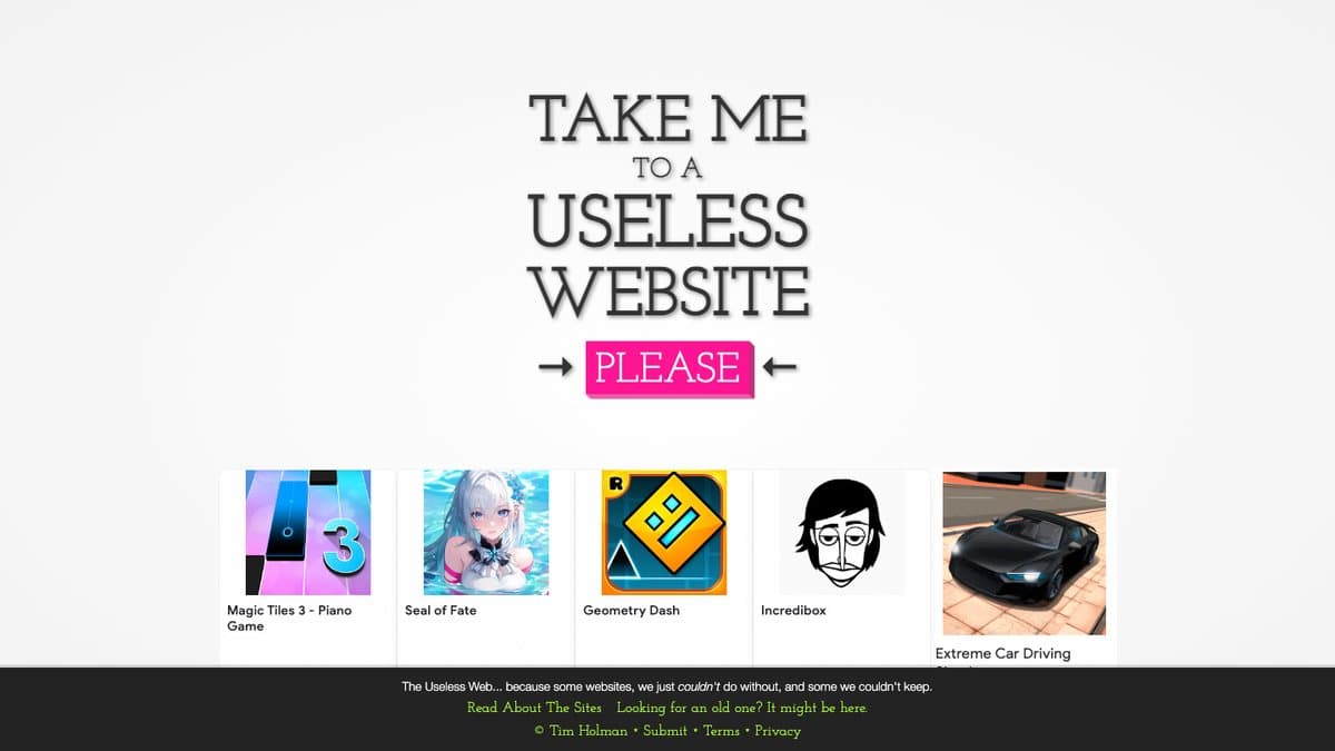 The Useless Web website